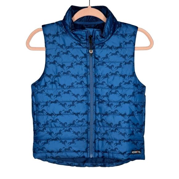 Kerrits Vest Child M Blue Horses Equestrian Pockets Riding Performance - Picture 1 of 13